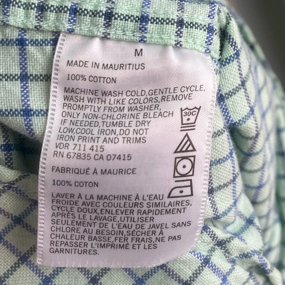 Nautica Long Sleeve Button Down Shirt Mens Medium Green Blue Plaid Check Coastal - Picture 8 of 11